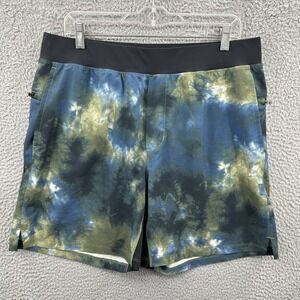 Fabletics Franchise Shorts Men Large Blue Green Black Atlas Tie Dye Athletic Gym